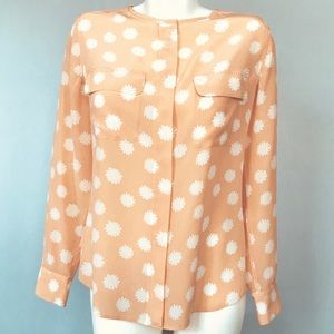 EQUIPMENT Signature Blouse Coral Polka Dot S Small